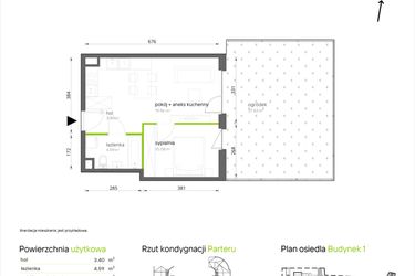 Rzut - Mieszkanie na sprzedaż 2 pokoje o powierzchni 38,03 m² - numer 1.0.01 w Aroniowa Vita