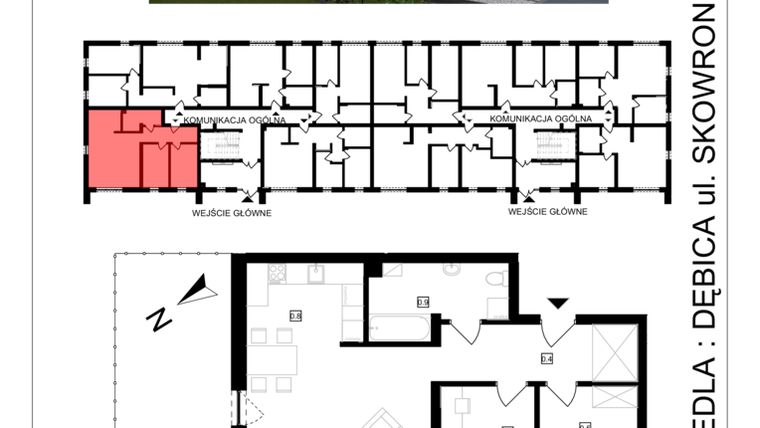 Rzut - Mieszkanie na sprzedaż 3 pokoje o powierzchni 74,38 m² - numer M-1 w Osiedle Skowronków