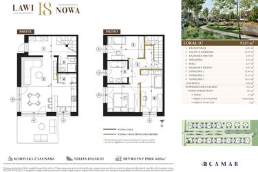 Rzut - Dom na sprzedaż 4 pokoje o powierzchni 93,91 m² - numer 1C w Lawinowa 18