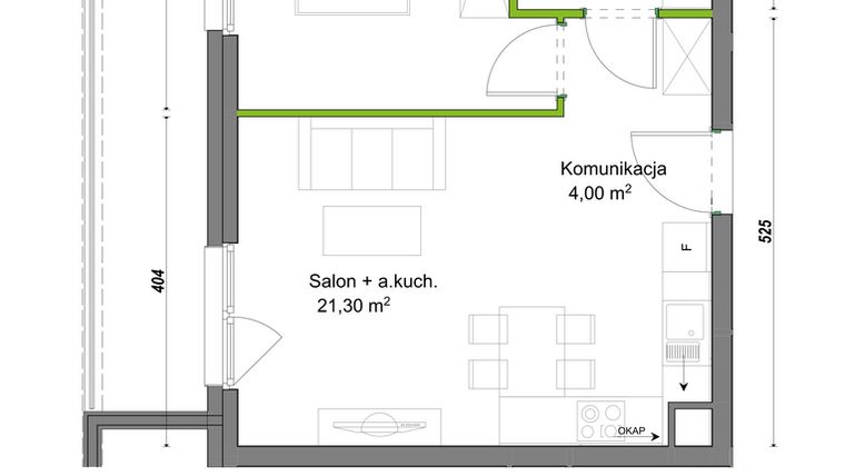 Rzut - Mieszkanie na sprzedaż 2 pokoje o powierzchni 40,86 m² - numer E2/H/08 w Orawska Vita