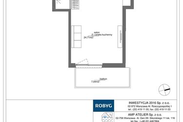 Rzut - Mieszkanie na sprzedaż 1 pokój o powierzchni 33,06 m² - numer RM/1B/J/1/1 w Rytm Mokotowa - etap 1B