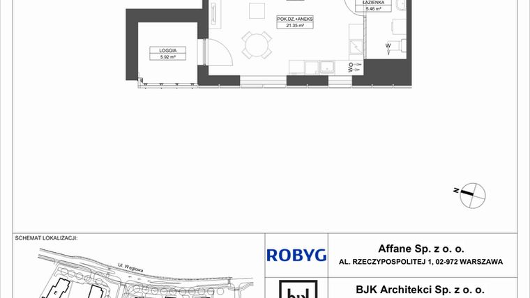 Rzut - Mieszkanie na sprzedaż 1 pokój o powierzchni 29,88 m² - numer A.12M08 w WENDY
