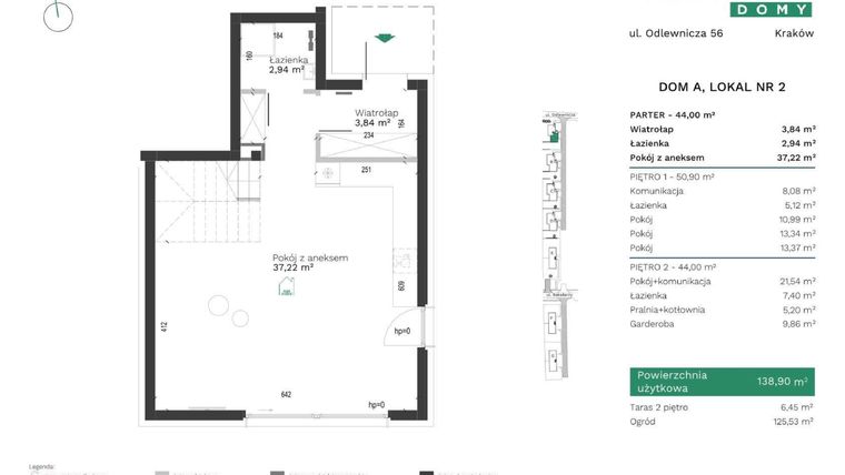 Rzut - Dom na sprzedaż 5 pokoi o powierzchni 138,9 m² - numer A2 w Destino Domy