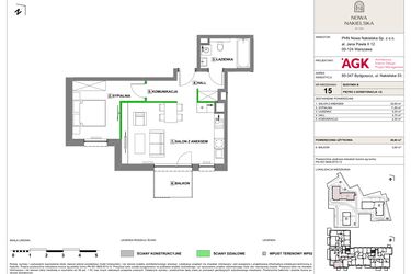 Rzut - Mieszkanie na sprzedaż 2 pokoje o powierzchni 46,6 m² - numer NN-B-LM-15 w Nowa Nakielska by PHN