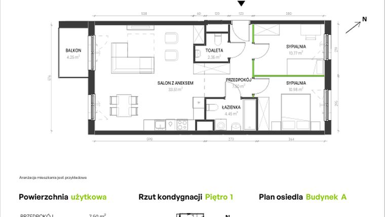 Rzut - Mieszkanie na sprzedaż 3 pokoje o powierzchni 69,56 m² - numer A/C/4 w Augustowska Vita