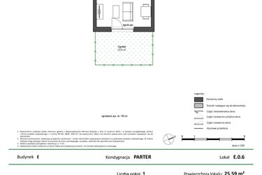 Rzut - Mieszkanie na sprzedaż 1 pokój o powierzchni 25,59 m² - numer E.0.6 w Nowy Świat Ostoja etap II - EFG