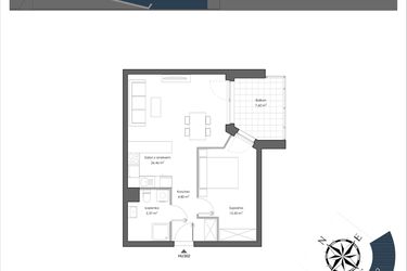 Rzut - Mieszkanie na sprzedaż 2 pokoje o powierzchni 51,03 m² - numer H.302 w Nautica Resort etap III