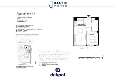 Rzut - Mieszkanie na sprzedaż 2 pokoje o powierzchni 35,82 m² - numer M41 w Baltic Porto