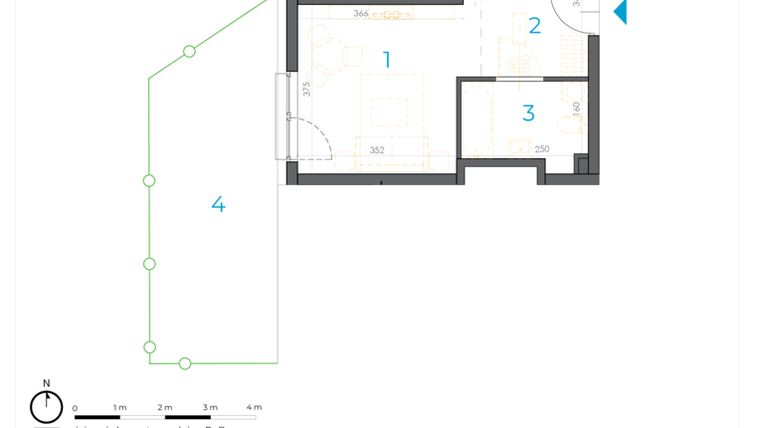 Rzut - Lokal użytkowy na sprzedaż 1 pokój o powierzchni 28,45 m² - numer 1.B.03 w Incepti Gaj 2