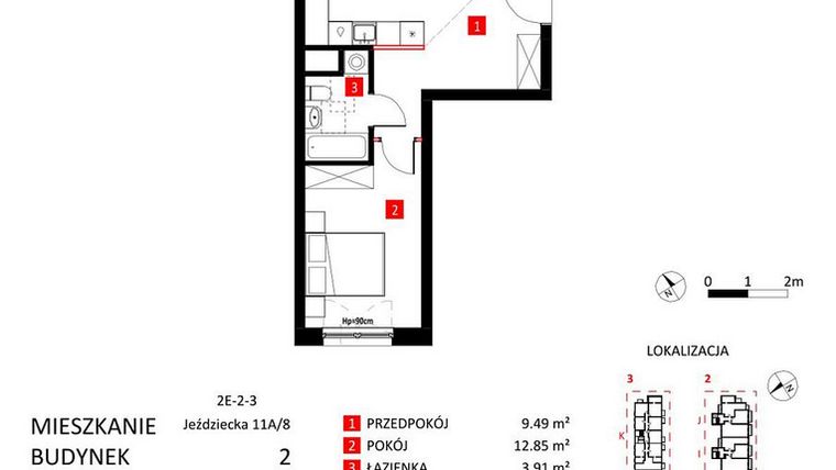 Rzut - Mieszkanie na sprzedaż 2 pokoje o powierzchni 48,92 m² - numer AJ_11A/8 w Apartamenty Jeździecka