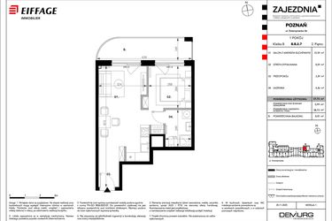 Rzut - Mieszkanie na sprzedaż 1 pokój o powierzchni 37,73 m² - numer B.B.2.7 w Zajezdnia