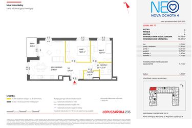 Rzut - Mieszkanie na sprzedaż 3 pokoje o powierzchni 69,75 m² - numer 36 w Neo Nova Ochota 4