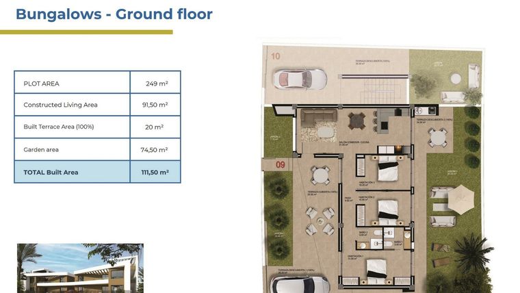 Rzut - Mieszkanie na sprzedaż 3 pokoje o powierzchni 111,5 m² - numer 5-1 w Apartamenty w Orihuela - 73289875