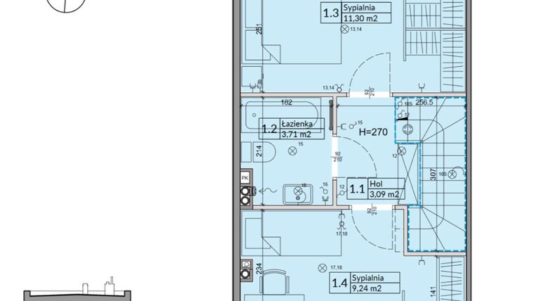 Rzut - Dom na sprzedaż 3 pokoje o powierzchni 62,3 m² - numer 34A w Osiedle Stokrotki etap 4 i 5