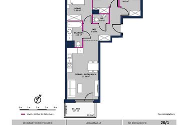 Rzut - Mieszkanie na sprzedaż 4 pokoje o powierzchni 67,5 m² - numer 176 w Moja Północna Etap III
