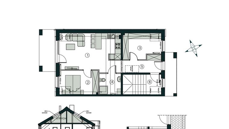 Rzut - Mieszkanie na sprzedaż 3 pokoje o powierzchni 54,93 m² - numer V2 w Aleja Wiśniowa Pogórze