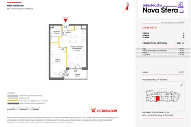 Rzut - Mieszkanie na sprzedaż 2 pokoje o powierzchni 38,07 m² - numer 34 w Miasteczko Nova Sfera 4