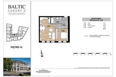 Rzut - Mieszkanie na sprzedaż 2 pokoje o powierzchni 48,61 m² - numer 2.06 w Baltic Luxury 2