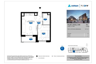Rzut - Mieszkanie na sprzedaż 2 pokoje o powierzchni 37,71 m² - numer 79 w Flow