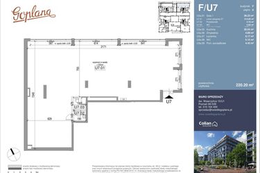 Rzut - Lokal użytkowy na sprzedaż 1 pokój o powierzchni 220,2 m² - numer F/U7 w Goplana budynek F