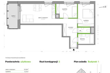 Rzut - Mieszkanie na sprzedaż 3 pokoje o powierzchni 59,53 m² - numer SV/39 w Sikorskiego Vita
