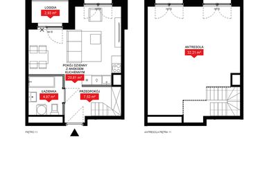 Rzut - Mieszkanie na sprzedaż 1 pokój o powierzchni 65,32 m² - numer A2 355 w 29L