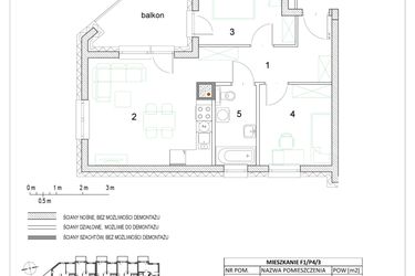 Rzut - Mieszkanie na sprzedaż 3 pokoje o powierzchni 48,91 m² - numer F1/P4/3 w Osiedle Jodłowa bud. F
