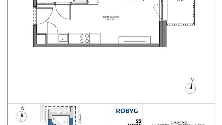 Rzut - Mieszkanie na sprzedaż 1 pokój o powierzchni 26,48 m² - numer LH/LHA/A/1/2 w Lira House