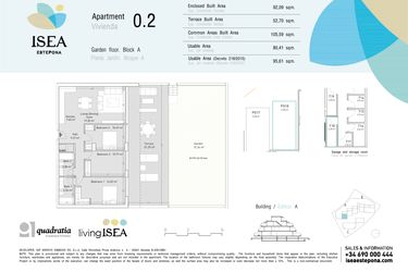 Rzut - Mieszkanie na sprzedaż 3 pokoje o powierzchni 80,41 m² - numer 0.2 w Isea - Estepona
