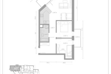 Rzut - Mieszkanie na sprzedaż 3 pokoje o powierzchni 51,58 m² - numer M7 w Apartamenty Casa Sole