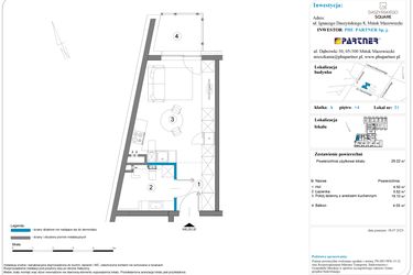 Rzut - Mieszkanie na sprzedaż 1 pokój o powierzchni 29,89 m² - numer A.4.51 w Daszyńskiego Square etap 1