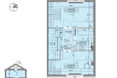 Rzut - Dom na sprzedaż 3 pokoje o powierzchni 62,3 m² - numer 17B w Osiedle Stokrotki etap 3