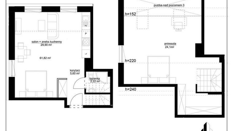 Rzut - Mieszkanie na sprzedaż 2 pokoje o powierzchni 62,17 m² - numer C 60 w Kopernika 15