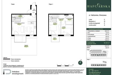 Rzut - Dom na sprzedaż 3 pokoje o powierzchni 63,48 m² - numer G2 w Hafciarska