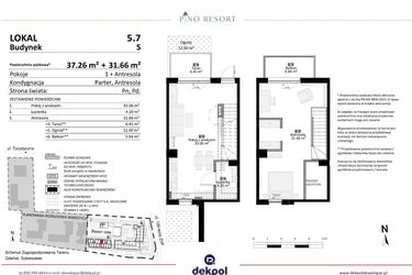 Rzut - Mieszkanie na sprzedaż 2 pokoje o powierzchni 68,92 m² - numer 5.07 w Pino Resort