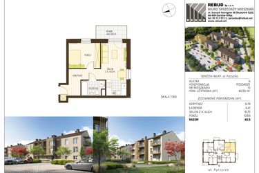 Rzut - Mieszkanie na sprzedaż 2 pokoje o powierzchni 40,5 m² - numer B3-K8-P2-M13 w Stargardzka