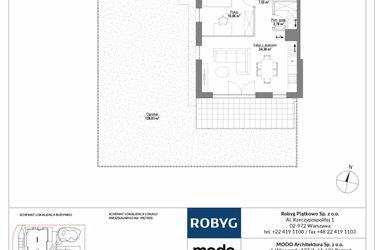 Rzut - Mieszkanie na sprzedaż 3 pokoje o powierzchni 62,31 m² - numer H2_0M01 w Piątkowo Residence etap II