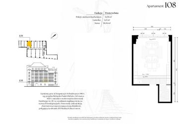 Rzut - Mieszkanie na sprzedaż 1 pokój o powierzchni 38,06 m² - numer G1/8 – 108 w Krupnicza 6/8