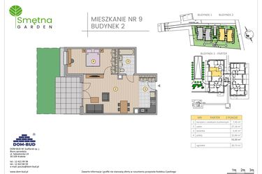 Rzut - Mieszkanie na sprzedaż 2 pokoje o powierzchni 55,5 m² - numer 9 w Smętna Garden