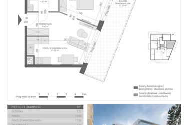 Rzut - Mieszkanie na sprzedaż 2 pokoje o powierzchni 37,25 m² - numer M-9 w Unikat Apartamenty D