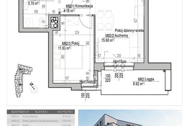 Rzut - Mieszkanie na sprzedaż 2 pokoje o powierzchni 37,09 m² - numer 92 w Aleja