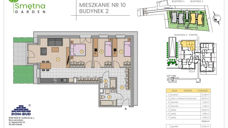 Rzut - Mieszkanie na sprzedaż 4 pokoje o powierzchni 79,8 m² - numer 10 w Smętna Garden