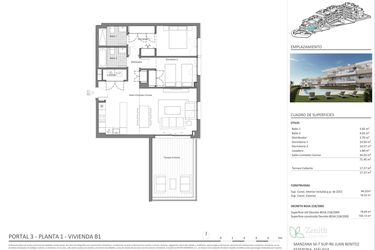 Rzut - Mieszkanie na sprzedaż 2 pokoje o powierzchni 94 m² - numer 3-1-B1 w Zenith Estepona