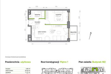 Rzut - Mieszkanie na sprzedaż 2 pokoje o powierzchni 39,16 m² - numer M2/1/1/12 w Przy Parku Vita