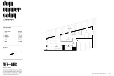 Rzut - Mieszkanie na sprzedaż 3 pokoje o powierzchni 71,29 m² - numer 11 w Dom Uniwersalny