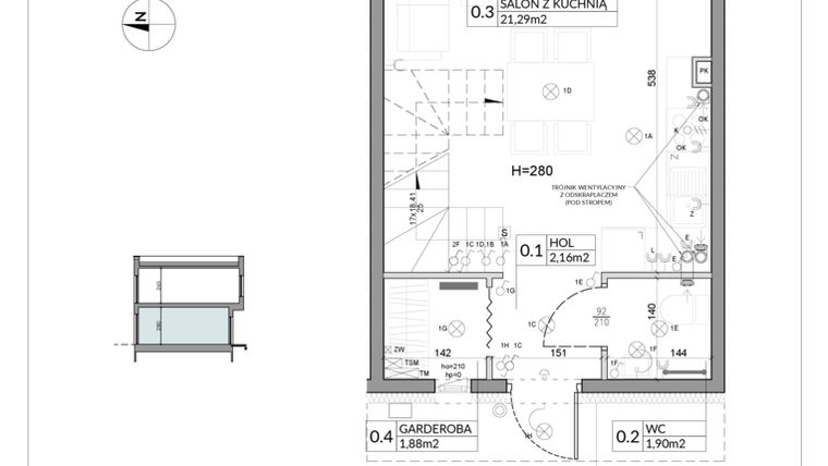 Rzut - Dom na sprzedaż 3 pokoje o powierzchni 62,16 m² - numer 27 w Boska Ksawerowska 2 etap 2