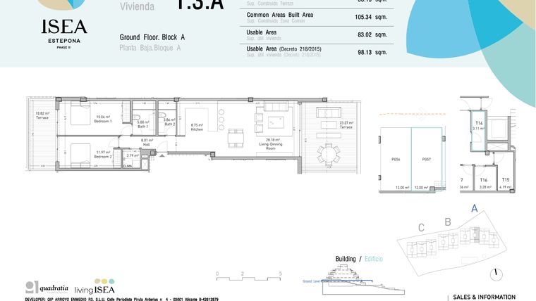 Rzut - Mieszkanie na sprzedaż 2 pokoje o powierzchni 83,02 m² - numer 1.3.A w Isea - Estepona