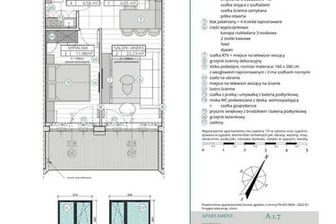 Rzut - Mieszkanie na sprzedaż 2 pokoje o powierzchni 42,84 m² - numer A.1.7 w Remedium