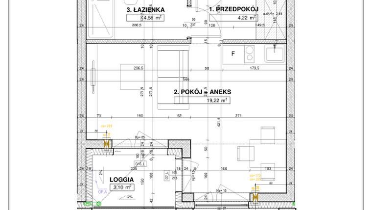 Rzut - Mieszkanie na sprzedaż 1 pokój o powierzchni 28,02 m² - numer A21 w Nowe Centrum Południowe etap IV