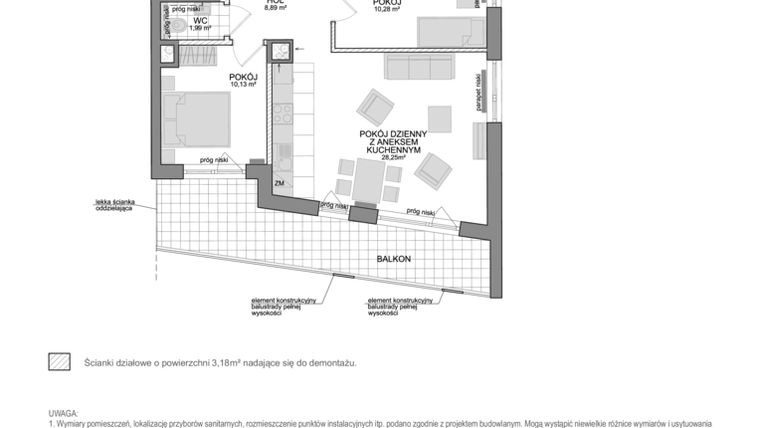 Rzut - Mieszkanie na sprzedaż 4 pokoje o powierzchni 79,77 m² - numer CIS_A_119 w Osiedle Cis